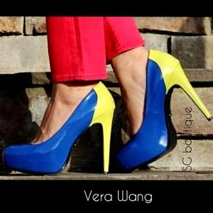 🆕⭐Vera Wang blue neon green platform heels 6.5